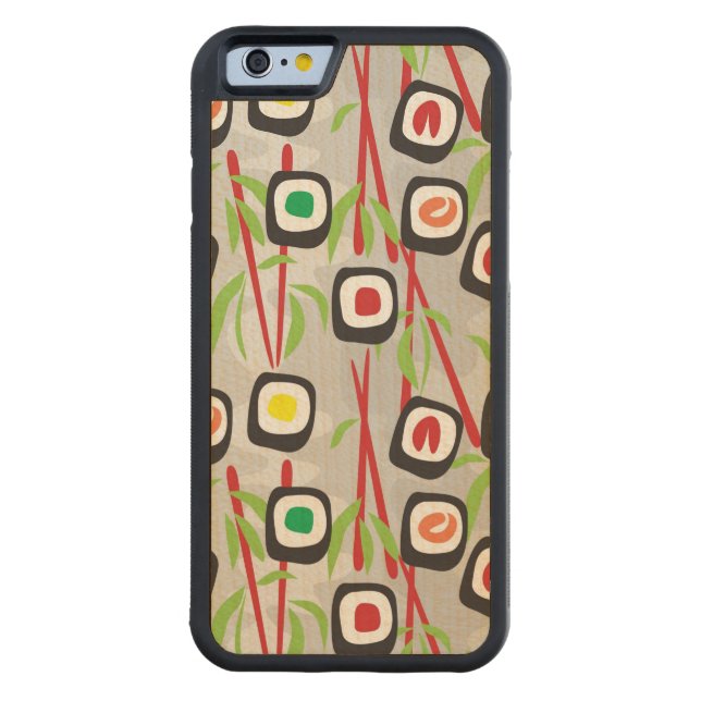 Sushi Pattern Carved Wood iPhone Case (Back)