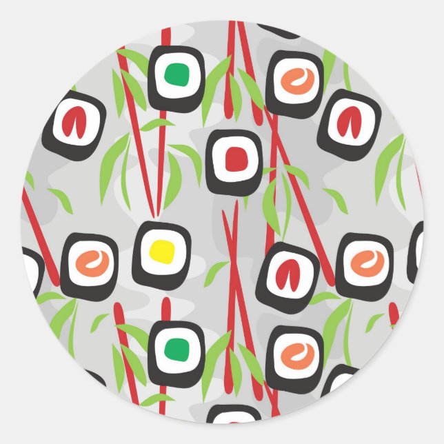 Sushi Pattern Classic Round Sticker (Front)