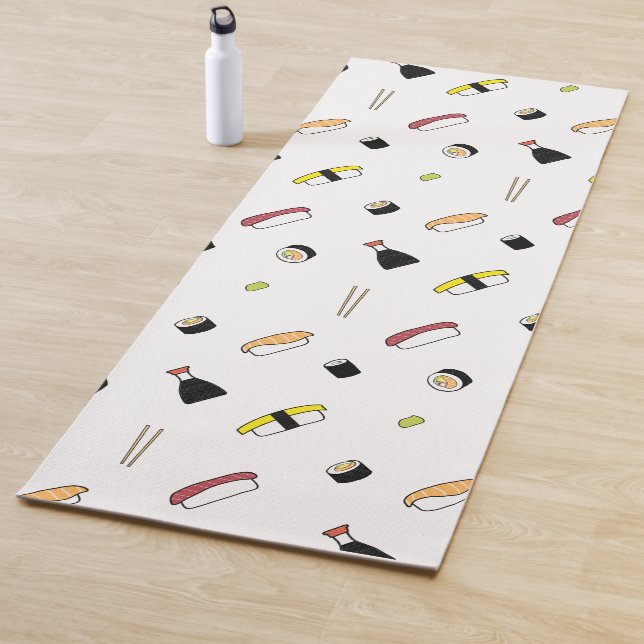 Sushi Pattern Cute Illustration | Salmon Orange Yoga Mat (In Situ)