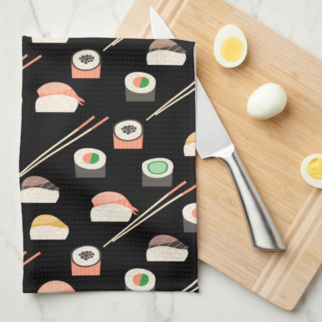 Sushi Pattern Kitchen Towel (Quarter Fold)
