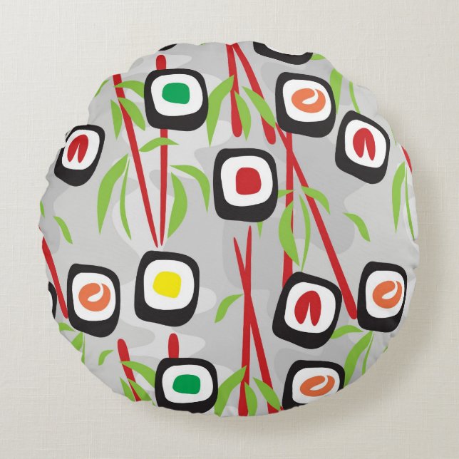 Sushi Pattern Round Pillow (Front)