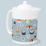 Sushi Pattern Teapot<br><div class="desc">Japanese food art pattern for those who love to eat sushi,  sashimi,  nigiri and maki rolls. Yum!  Original art by Nic Squirrell.</div>