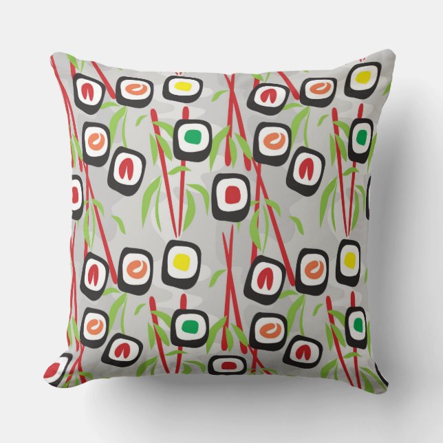 Sushi Pattern Throw Pillow (Front)