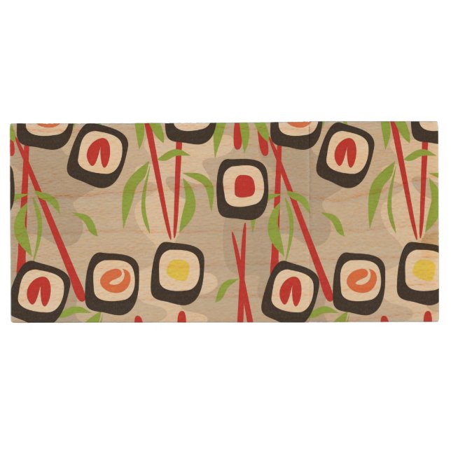 Sushi Pattern Wood USB Flash Drive (Front)