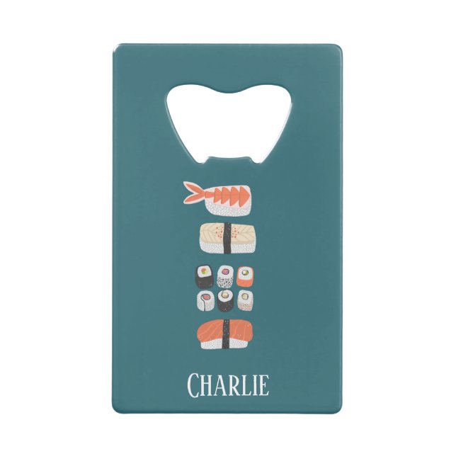 Sushi Personalized Credit Card Bottle Opener (Front)