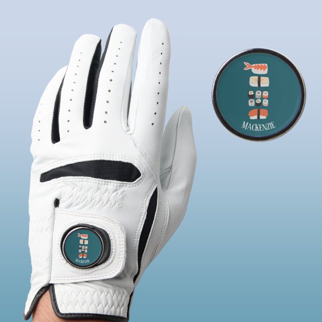 Sushi Personalized Golf Glove (Japanese sushi personalized name golf glove with marker)