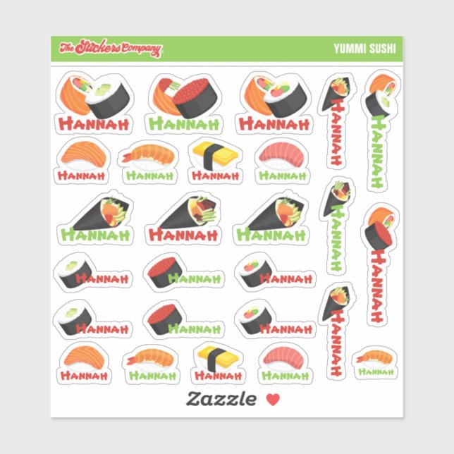 Sushi Personalized Name Labels | School (Sheet)