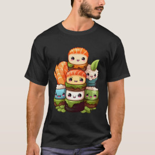 Sushi Pile Nigiri Maki Sashimi Salmon Japanese Foo T-Shirt