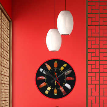 Sushi Plate Wall Clock by SharonCullars at Zazzle