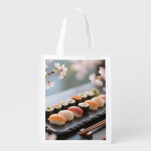 Sushi Platter Cherry Blossom Grocery Bag