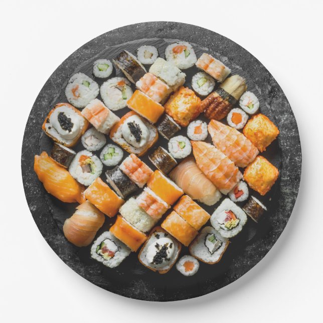 Sushi Platter Paper Plates (Front)