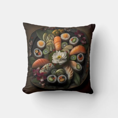 Sushi Platter Still Life  Throw Pillow