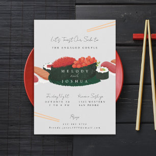 Sushi Pre Wedding Party Gray Invitation