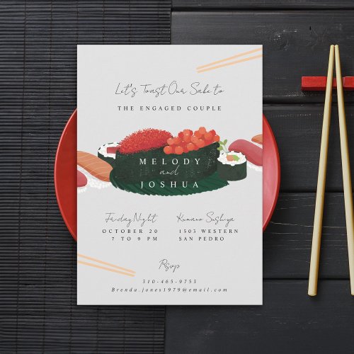 Sushi Pre Wedding Party Gray Invitation