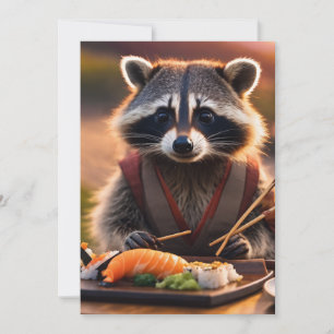 sushi raccoon invitation