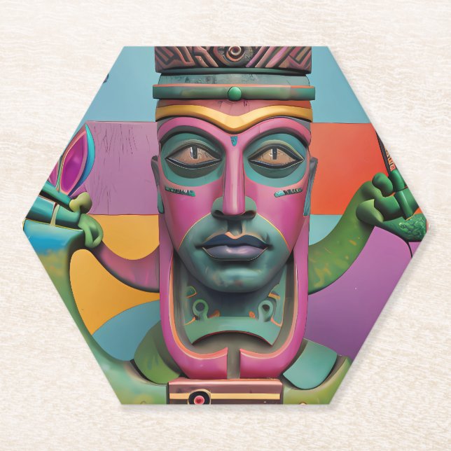 Sushi Radio Tiki Man Paper Coaster (Front)