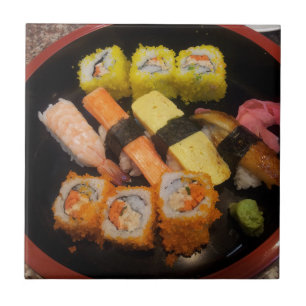 Sushi Raw Food Japanese Meal Delicious Serving Ceramic Tile