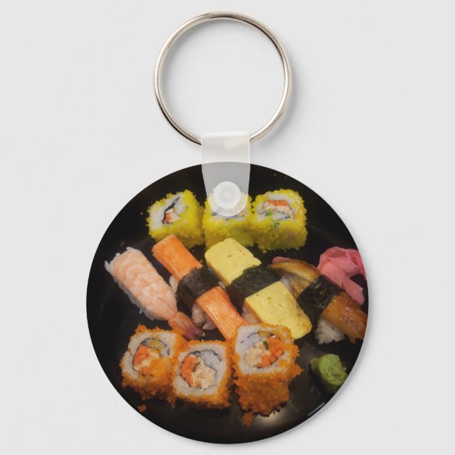 Sushi Raw Food Japanese Meal Delicious Serving Keychain (Front)