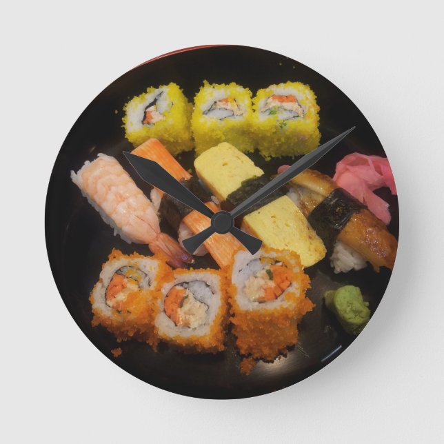 Sushi Raw Food Japanese Meal Delicious Serving Round Clock (Front)