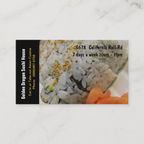 Sushi Restaurant California Rolls Business Card