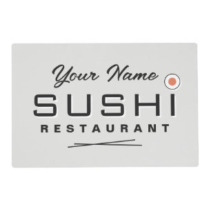 Sushi restaurant laminated placemats with logo