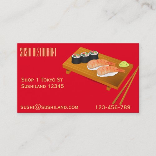 Sushi restaurant or catering business business card