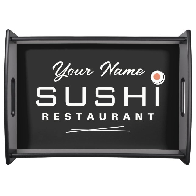 Sushi restaurant serving tray with classy logo (Front)