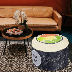 Sushi Rice and Fish - Maki Roll - Your text on Pouf