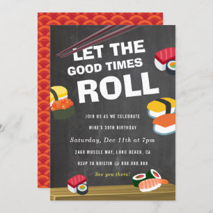 Sushi Roll Birthday Celebration invitation