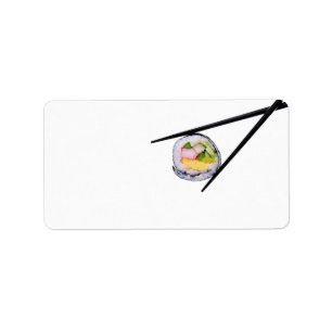 Sushi Roll & Chopsticks - Customized Template Label