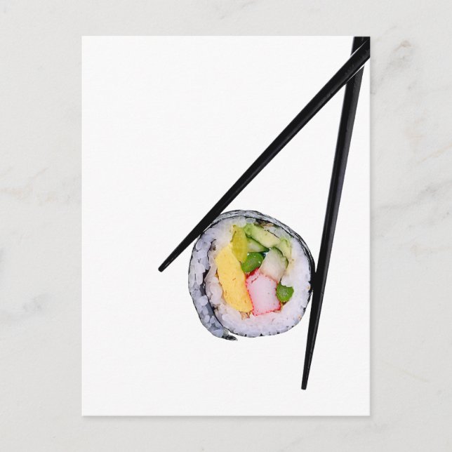 Sushi Roll & Chopsticks - Customized Template Postcard (Front)