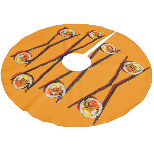 Sushi Roll Christmas Tree Skirt with Chopsticks