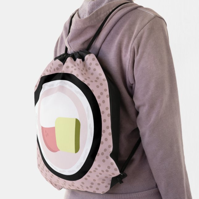 Sushi Roll Dots Pattern Drawstring Bag (Insitu)
