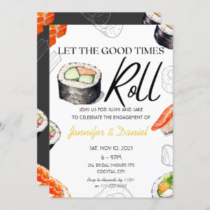Sushi Roll Engagement Japanese Couples Shower Invitation