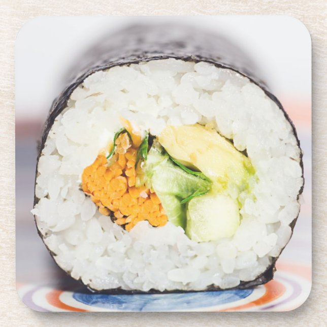 Sushi roll Fish and rice Beverage Coaster (Front)