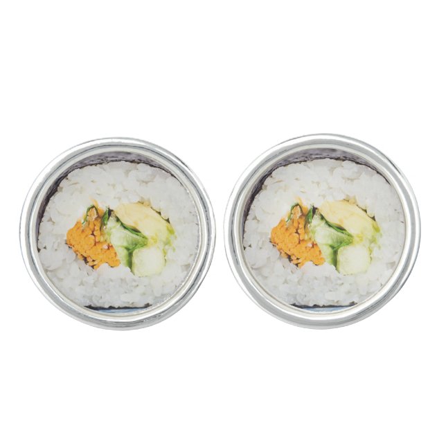Sushi roll Fish and rice Cufflinks (Front)