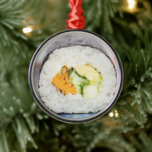 Sushi roll Fish and rice Metal Ornament