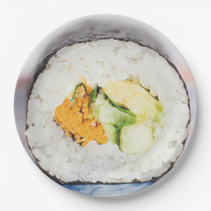 Sushi roll Fish and rice Paper Plates