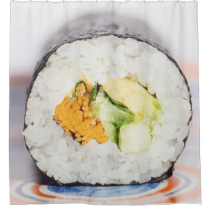 Sushi roll Fish and rice Shower Curtain