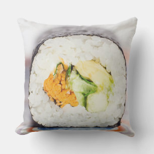Sushi roll Fish and rice Throw Pillow