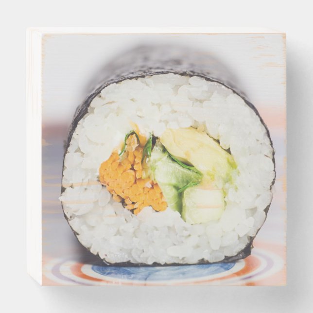 Sushi roll Fish and rice Wooden Box Sign (Front Horizontal)