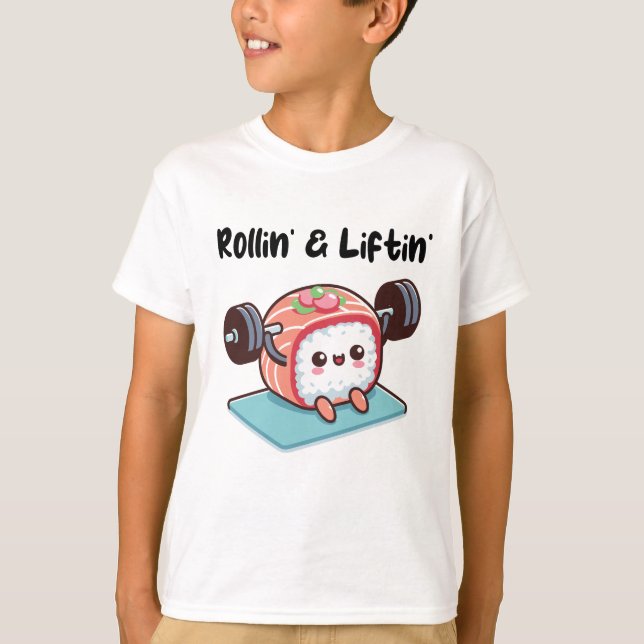 Sushi Roll Lifting Weights T-Shirt (Front)