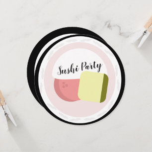 Sushi Roll Salmon Teen Birthday Restaurant Round Card