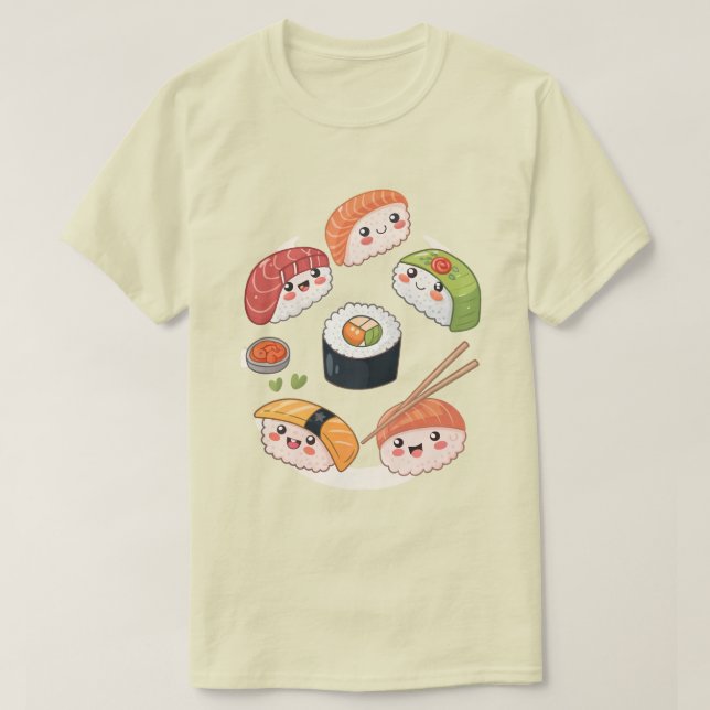  Sushi Roll Squad: Cute Kawaii Chibi Characters T- T-Shirt (Design Front)