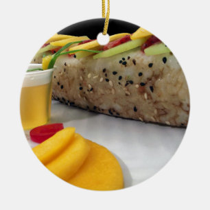 Sushi Roll Sushi Mango Rice Japanese Food Asian Ceramic Ornament