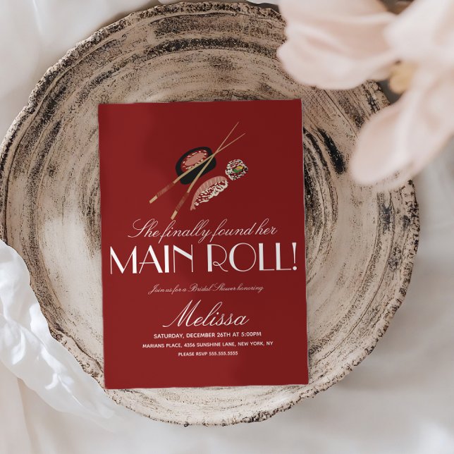 Sushi Rolls Chopsticks Japan Saki Bridal Shower Invitation (Creator Uploaded)