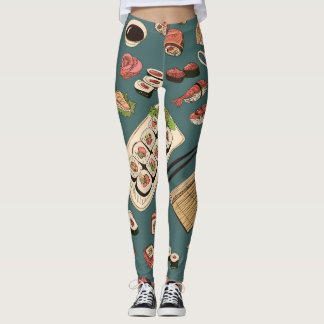 Sushi Rolls: Colored Seamless Vintage. Leggings