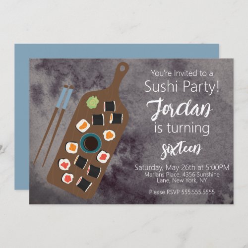 Sushi Rolls Hibachi Asian Restaurant Party  Invita Invitation