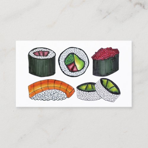 Sushi Rolls Japan Japanese Food Restaurant Chef Business Card