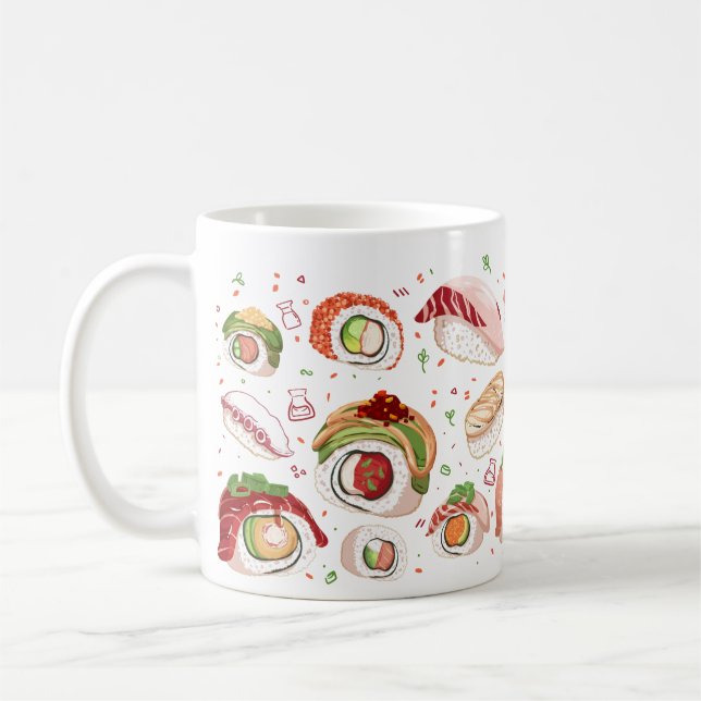 Sushi Rolls & Nigiri Pattern Mug (Left)